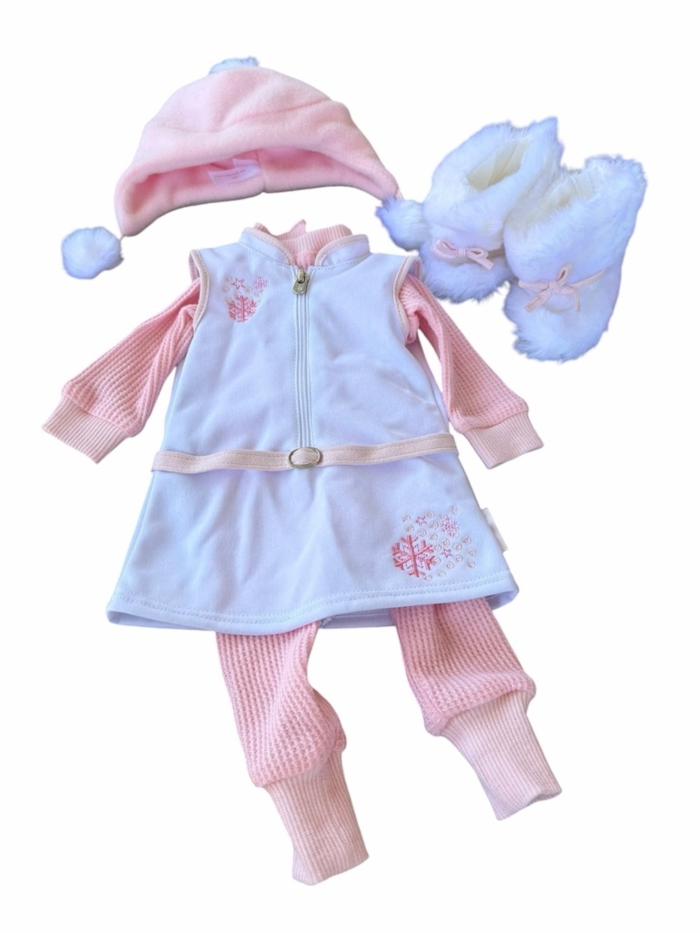 American Girl Doll Just Like You Snowy Chic Set Fur Boots Hat 2008 Retired GUC